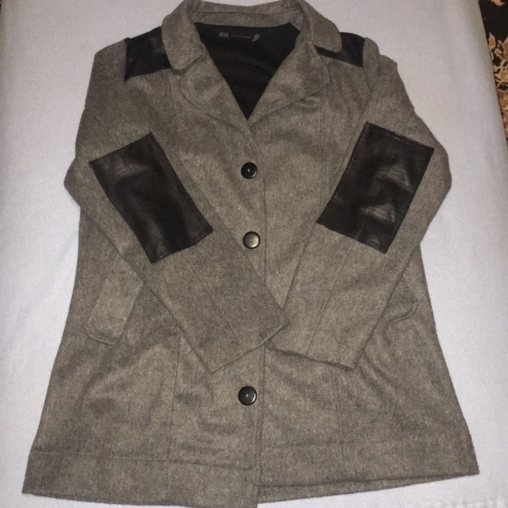 Wool and leather gray and black jacket
